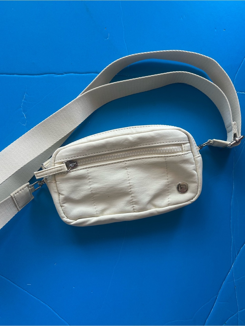 Men's Cream Crossbody Belt Bag - Minimal Designer Style